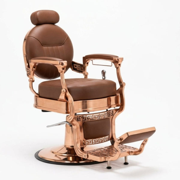 Globlastar DY-4816P Light Brown Barber Chair – Gold Accents Professional Salon Chair