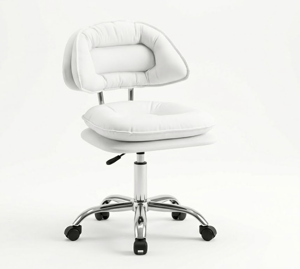 GlobalStar YT-3 Manicure Chair – Cream White Hydraulic Rolling Salon Chair with Backrest & Armrests
