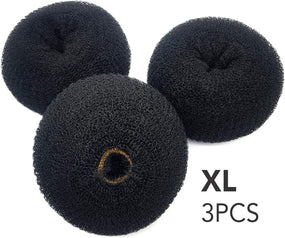 Globalstar Donut Hair Bun Black (4.3inches Pack of 3) - Instantly Chic