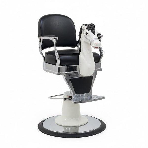 Globalstar Kids Horse Styling Chair 1023 – Children's Black Salon Barber Chair Chrome Base