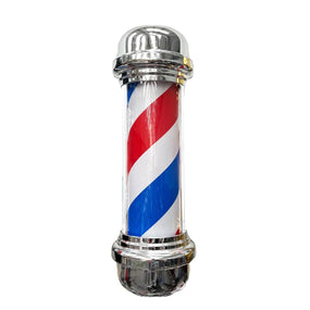 Globalstar 72cm Classic Barber Pole Light - Silver Red White Blue Stripes, Iconic Barber Shop Decor