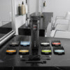 Hair trimmer set with attachments on a salon counter