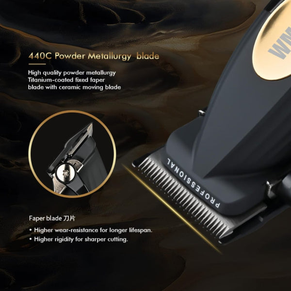 WMARK Professional Hair Clipper Set 9000RPM Turbo Motor 240 Min Runtime - Metal Body | LED Display | 6 Combs