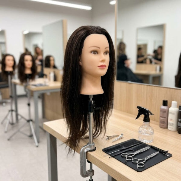 Globalstar Mannequin Training Head – Brown Hair Hairdressing Practice Head for Salon Training