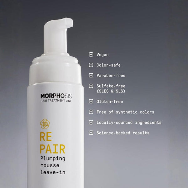 Framesi Morphosis Repair Plumping Hair Mousse 5.1 fl oz – Volumizing Leave-In Treatment with Camellia Oil & Micro-Keratin