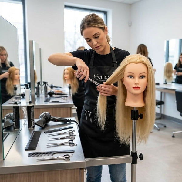 Globalstar Mannequin Training Head – Black Hair Hairdressing Practice Head for Salon & Academy