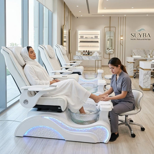 Globalstar White Quilted Spa Chair with Footbath HG-170 – Luxury Salon Pedicure Chair