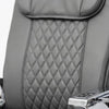 black quilted car seat with diamond pattern