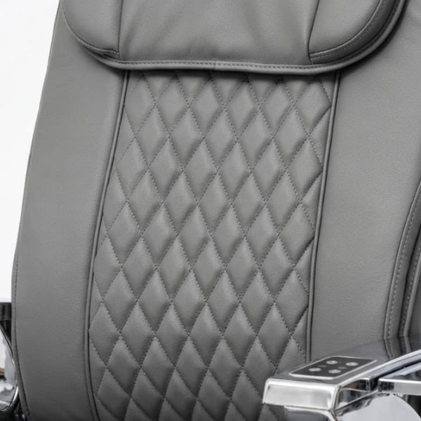 black quilted car seat with diamond pattern