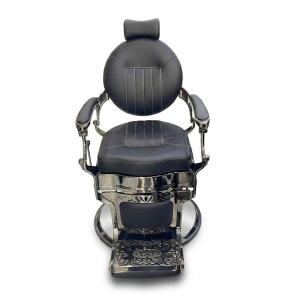 GlobalStar BC-2020 Black Barber Chair – Premium Leather Hydraulic Salon Chair Chrome Base