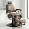 GlobalStar 66-12 Professional Barber Chair - Modern Hydraulic Salon Styling Chair with Gray Leather & Bronze Frame - Heavy Duty Reclining Chair