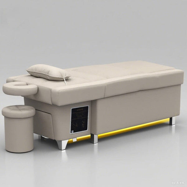 Globalstar Modern Fully Reclining Aromatherapy Spa Bed – 3-Motor PU Leather Massage & Shampoo Table