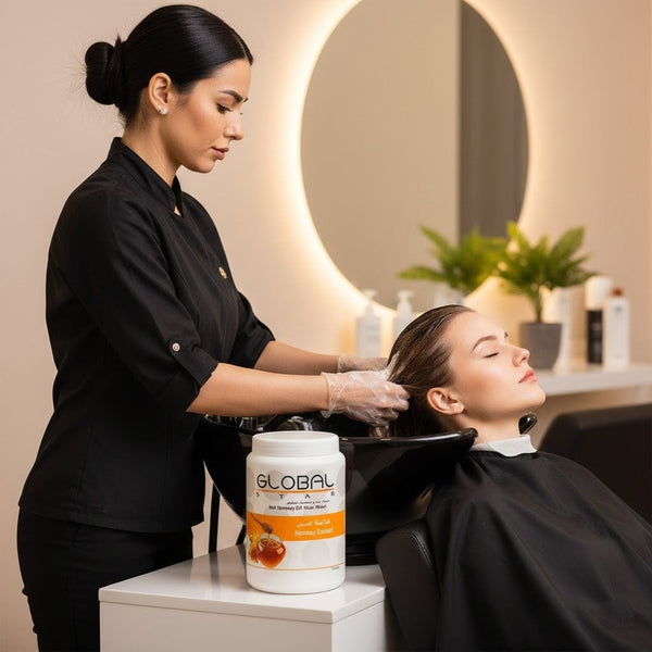 قناع الشعر بالزيت الساخن من جلوبال ستار بخلاصة العسل 1500 مل