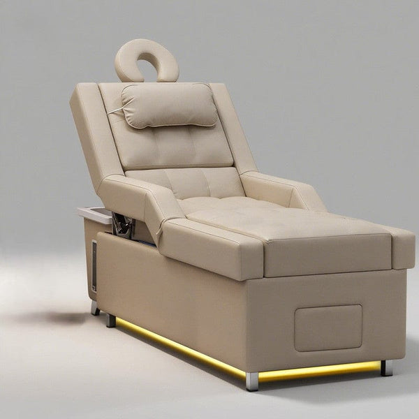 Globalstar Modern Fully Reclining Aromatherapy Spa Bed – 3-Motor PU Leather Massage & Shampoo Table