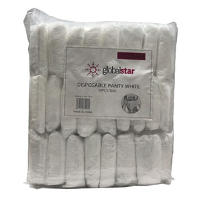 Globalstar Unisex Non Woven Disposable Underwear Panty White 50pcs DP-1012 - Awarid UAE