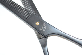 Globalstar 6.0" Black Double Thinning Scissors - Precision Hair Texturizing Tool