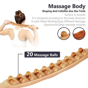 Globalstar 20 Beads Wooden Gua Sha Massage Rolling Bar For Body FY-20