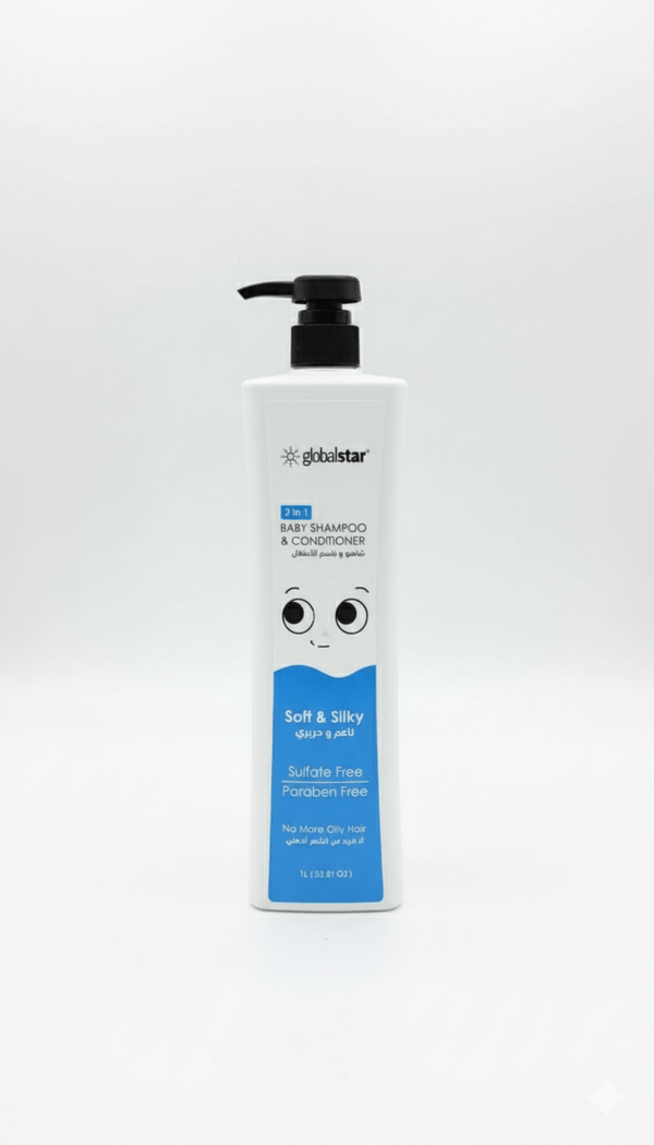 Globalstar Baby Shampoo with Conditioner - Gentle 2 in 1 Formula, No More Oily Hair | 1L