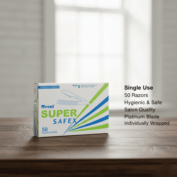 Treet Super Safex Disposable Salon Razors – Pack of 50 Platinum Blade Razors for Professional Barbers
