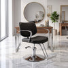 Globalstar AW-556-B Premium Black Leather Styling & Makeup Chair – Stainless Steel Salon Chair for Women