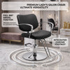 Globalstar AW-556-B Premium Black Leather Styling & Makeup Chair – Stainless Steel Salon Chair for Women