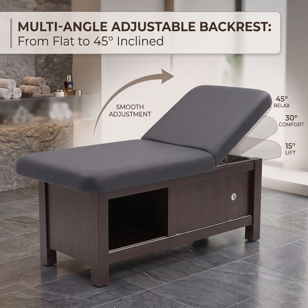 Globalstar XT-057 Professional Massage Bed – Reclining Spa Table with Storage Cabinet