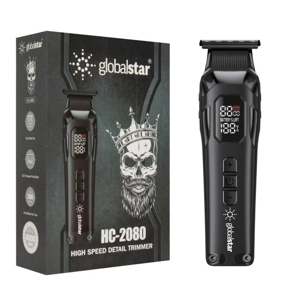 Globalstar Professional Detail Trimmer 8000 RPM – High-Speed Type‑C Rechargeable Hair & Beard Clipper with LED Battery Display