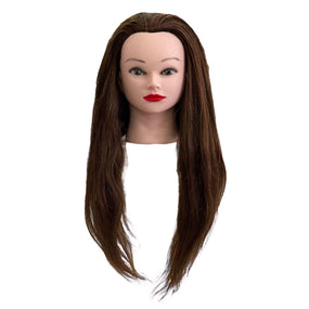 Globalstar Mannequin Training Head With 100% 24 inches Human Hair BrownColor HJ-103 - Awarid UAE