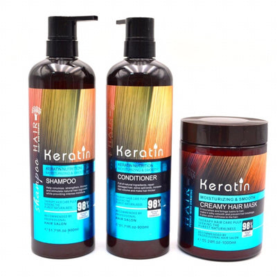 Keratin Nutrition Moisturizing And Smoothing Hair Care Set 1x3 (Shampoo 900ml, Conditioner 900ml And Hair Mask 1000ml)