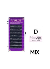 NAGARAKU Mega Volume Individual Eyelash Extensions 0.03mm D Curl 7-15mm Mix Tray