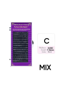 NAGARAKU 0.03mm C Curl 7-15mm Mix Tray - Natural Faux Mink Mega Volume Lashes