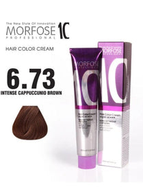 Morfose 10 Hair Color Cream with Argan Oil - 6.73 Intense Cappuccino Brown, 100ml