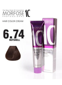 Morfose 10 Hair Color Cream with Argan Oil - 6.74 Nutshell, 100ml - Natural Nutshell Hues, Nourished with Camellia, Olive & More