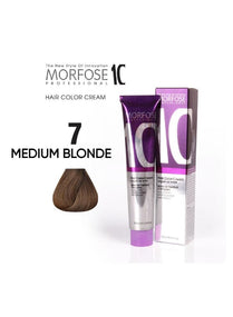 Morfose Argan Oil Hair Color Cream 7 Medium Blonde - Enriched with Argan Oil & Natural Oils, 100ml