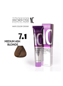 Morfose 10 Hair Color Cream with Argan Oil - 7.1 Medium Ash Blonde, 100ml