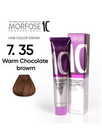 Morfose 7.35 Warm Chocolate Brown Hair Color Cream with Camellia, Argan & Macadamia Oils