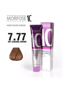 Morfose 7.77 Warm Caramel Brown Hair Color Cream with Camellia, Argan & Macadamia Oils