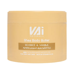 Vai Naturals Licorice & Vanilla Shea Body Butter – Moisturizing & Skin Brightening | Vitamin E & B5 | 48-Hour Nourishment