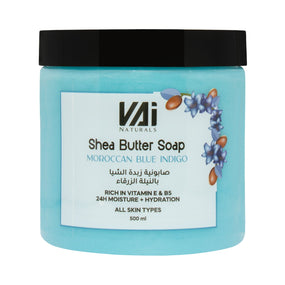 Vai Naturals Moroccan Blue Indigo Shea Butter Soap – 500ml | 24H Moisture & Hydration | Infused with Argan Oil & Vitamin E for Radiant Skin