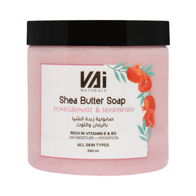 Vai Naturals Moisturizing Shea Butter Soap with Pomegranate & Raspberry - Vitamin E & B5 for Soft & Hydrated Skin (500ml)