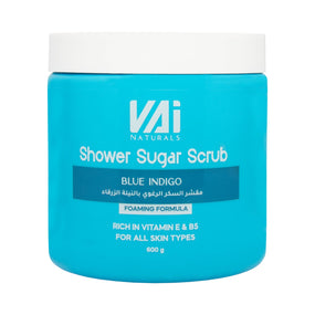 Vai Naturals Shower Sugar Scrub – Blue Indigo & Argan Oil, Foaming Exfoliator, 600g – Hydrates & Brightens Skin