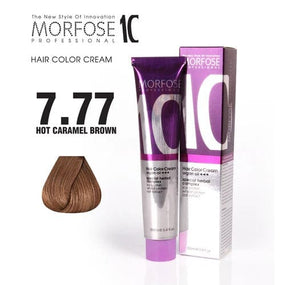 Morfose 7.77 Warm Caramel Brown Hair Color Cream with Camellia, Argan & Macadamia Oils