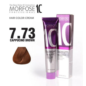 Morfose 7.73 Cappuccino Brown Hair Color Cream with Camellia, Argan & Macadamia Oils