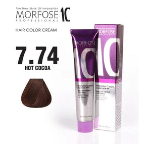 Morfose 7.74 COCOA Hot Blonde Hair Color Cream with Camellia, Argan & Macadamia Oils