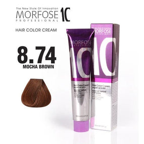 Morfose 10 Argan Oil Hair Color Cream with Camellia, Olive, and Macadamia - Mocha Brown, 100ml