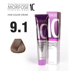 Morfose 9.1 Light Ash Blonde Hair Color Cream with Camellia, Argan & Macadamia Oils