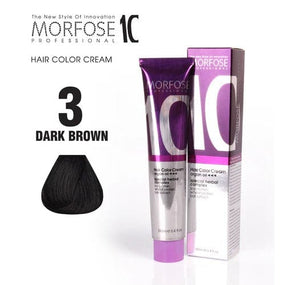 Morfose 10 Hair Color Cream in 3 Dark Brown 100ml - Luxurious Warmth