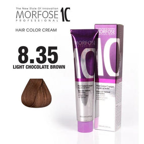 Morfose 10 Hair Color Cream in 8.35 Light Chocolate Brown (100ml) - Luscious Warmth