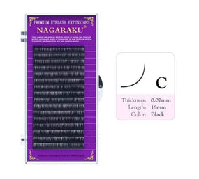 Nagaraku Black Eyelash Extensions 0.07C 15mm – Perfect Volume and Curl