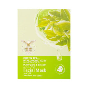 Black Green Tea Facial Mask – Pack of 10 x 25g for Deep Hydration and Skin Freshness